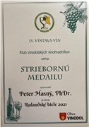 Rulandské biele 2021 - strieborná medaila - Vinodol 2022